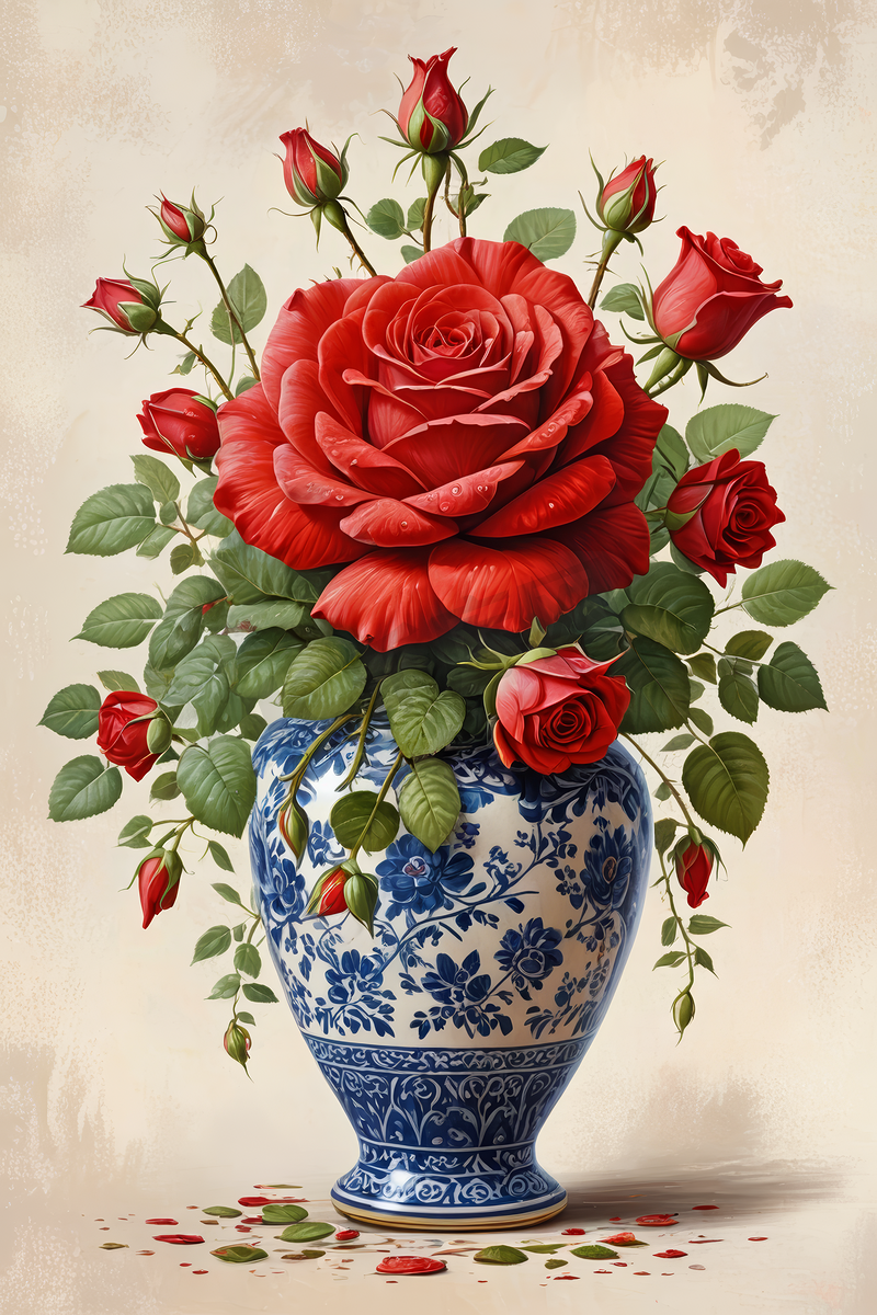 玫瑰花束油画图片-玫瑰花束油画素材-玫瑰花束油画模板图片下载-千库网