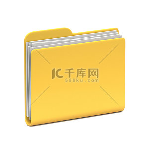 黄色文件夹图标关闭3D高清摄影大图-千库网