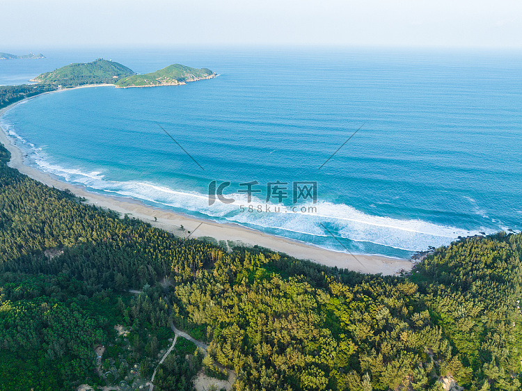 海南万宁大花角夏日海岸线航拍高清摄影大图-千库网