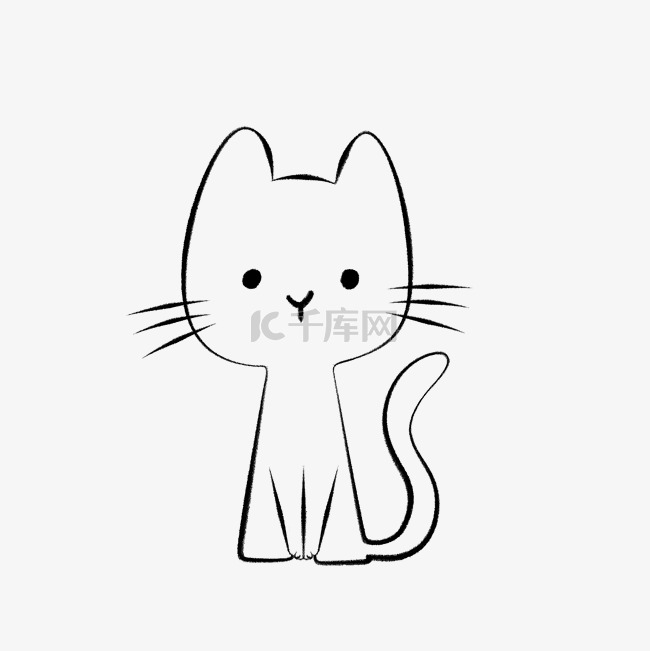 小猫手绘简笔画免抠元素素材图片免费下载-千库网