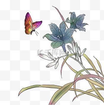 蝶恋花水墨图片-蝶恋花水墨图片素材免费下载-千库网