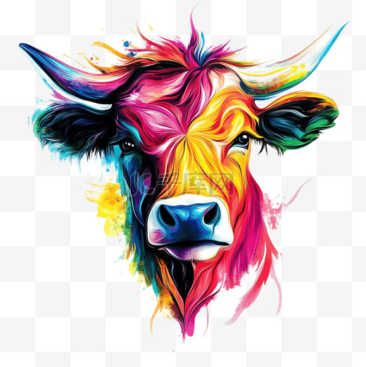牛抽象画图片-牛抽象画图片素材免费下载-千库网
